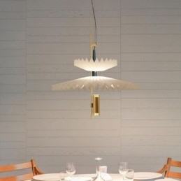 Lampada a sospensione LED moderna plissettata in acrilico, 2 luci, 14 W