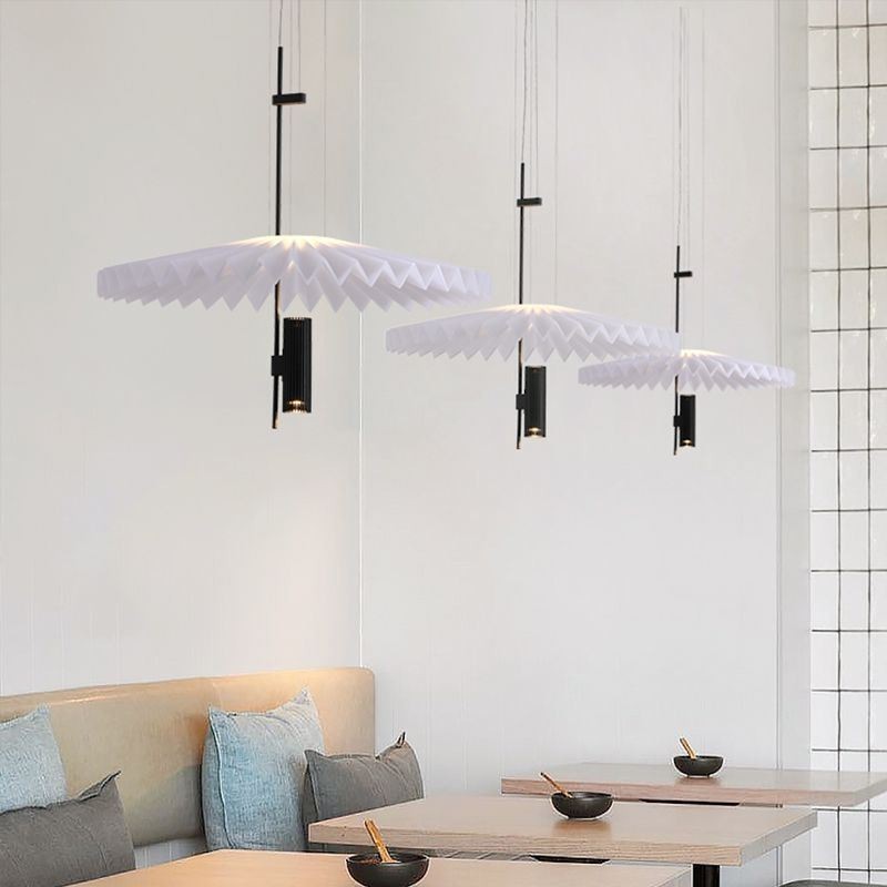 Lampada a sospensione LED moderna plissettata in acrilico, 2 luci, 14 W