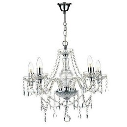Lampadario classico tradizionale in metallo cromato e cristallo