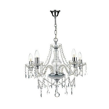 Lampadario classico tradizionale in metallo cromato e cristallo