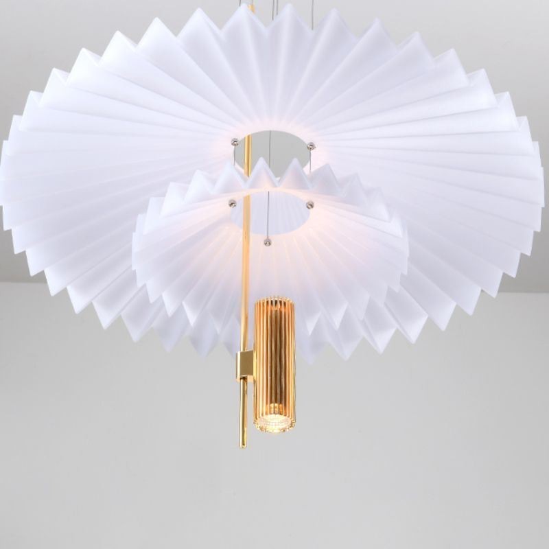 Lampada a sospensione LED moderna plissettata in acrilico, 2 luci, 14 W