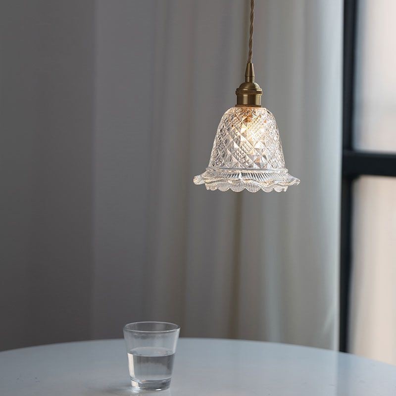 Lampada a sospensione moderna in vetro a fiore, 1 luce, E26/E27, 15x16 cm