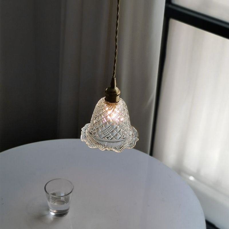 Lampada a sospensione moderna in vetro a fiore, 1 luce, E26/E27, 15x16 cm
