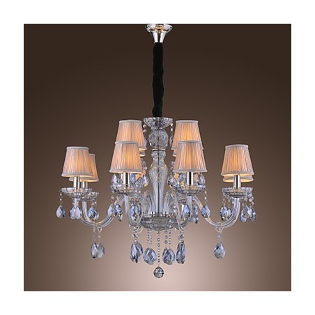 Lampadario classico tradizionale in vetro elettroplaccato con cristalli, 2 livelli