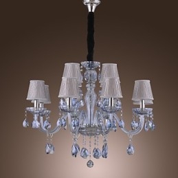 Lampadario classico tradizionale in vetro elettroplaccato con cristalli, 2 livelli