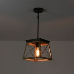 Lampada a sospensione vintage a luce singola E26/E27, ferro, 25×25×22,5 cm