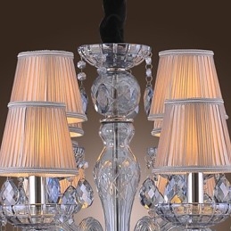 Lampadario classico tradizionale in vetro elettroplaccato con cristalli, 2 livelli