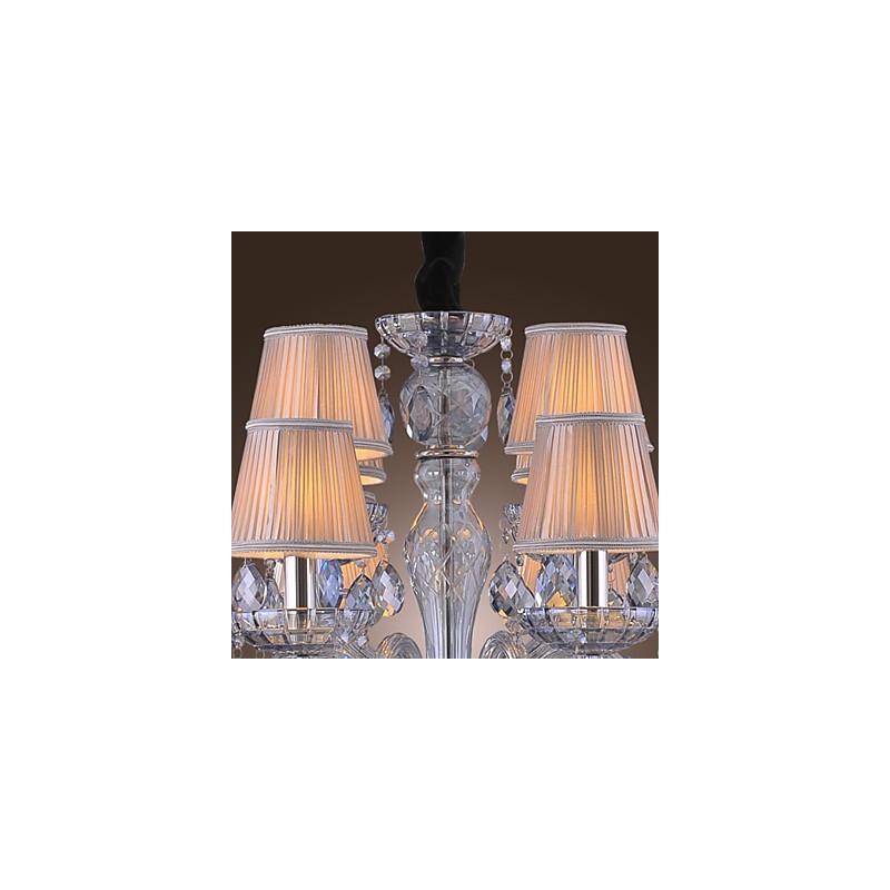 Lampadario classico tradizionale in vetro elettroplaccato con cristalli, 2 livelli