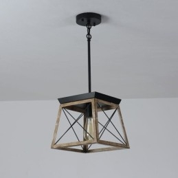 Lampada a sospensione vintage a luce singola E26/E27, ferro, 25×25×22,5 cm