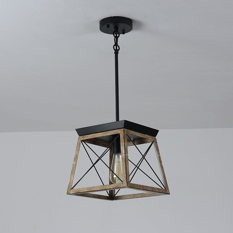 Lampada a sospensione vintage a luce singola E26/E27, ferro, 25×25×22,5 cm