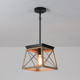 Lampada a sospensione vintage a luce singola E26/E27, ferro, 25×25×22,5 cm