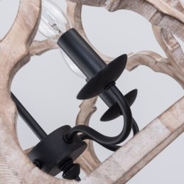 Lampada a sospensione a lanterna vintage 4 luci in legno E12/E14 48×72 cm