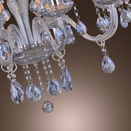 Lampadario classico tradizionale in vetro elettroplaccato con cristalli, 2 livelli