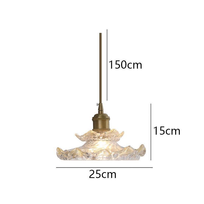 Lampada a sospensione giapponese in vetro loto, ottone, 25 x 15 cm