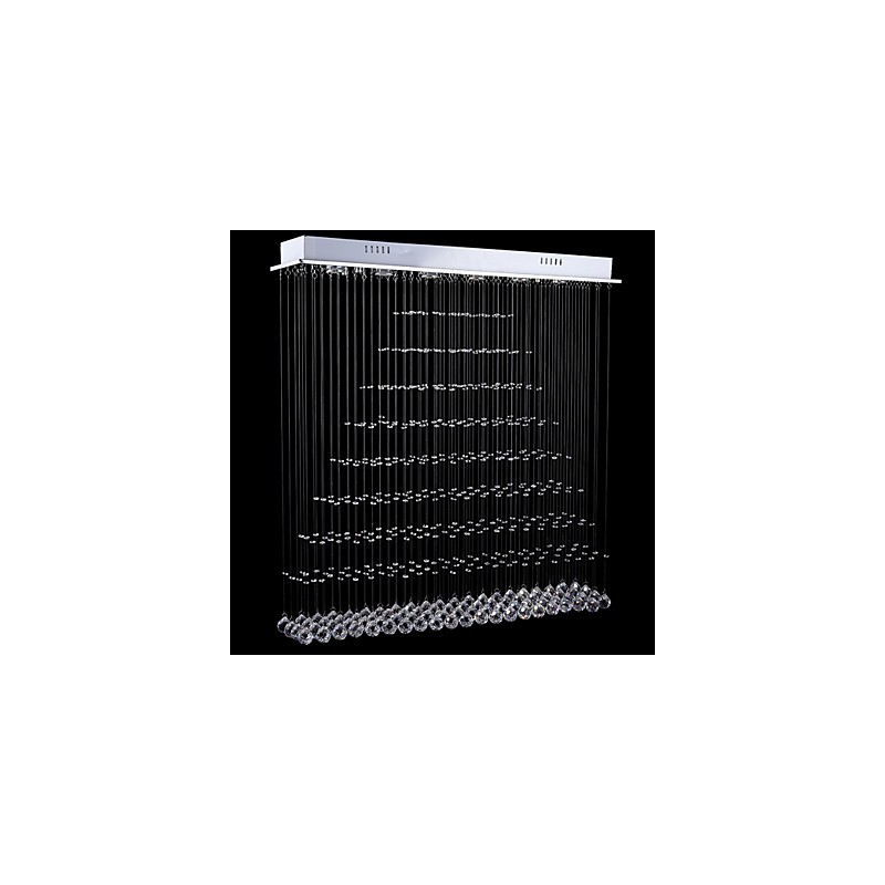 Lampadario a sospensione rettangolare in cristallo LED integrato argento