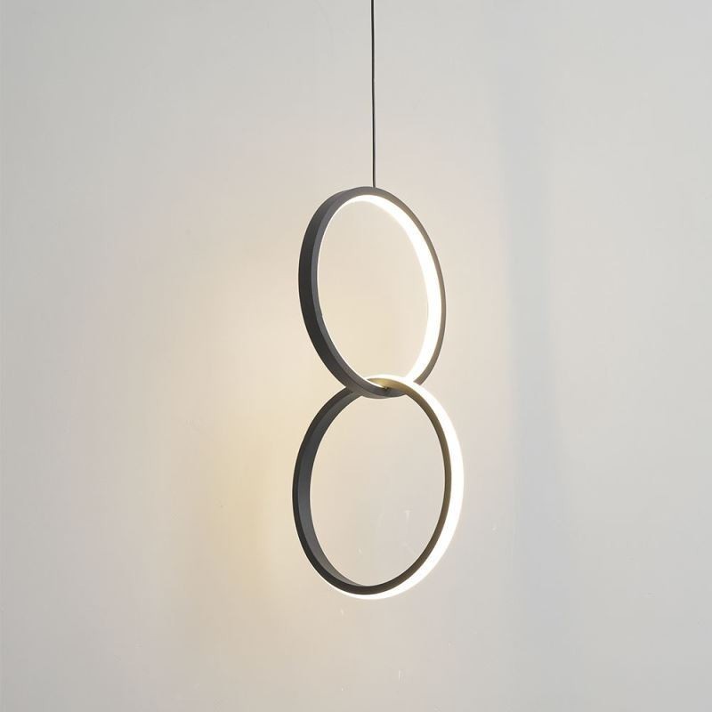 Lampada a sospensione LED minimalista a doppio anello, 2 luci, 20W, 22x40 cm