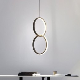 Lampada a sospensione LED minimalista a doppio anello, 2 luci, 20W, 22x40 cm