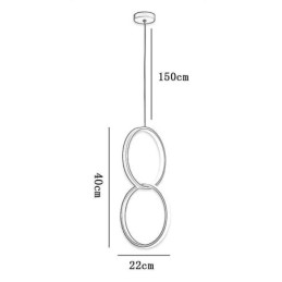 Lampada a sospensione LED minimalista a doppio anello, 2 luci, 20W, 22x40 cm