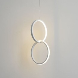 Lampada a sospensione LED minimalista a doppio anello, 2 luci, 20W, 22x40 cm