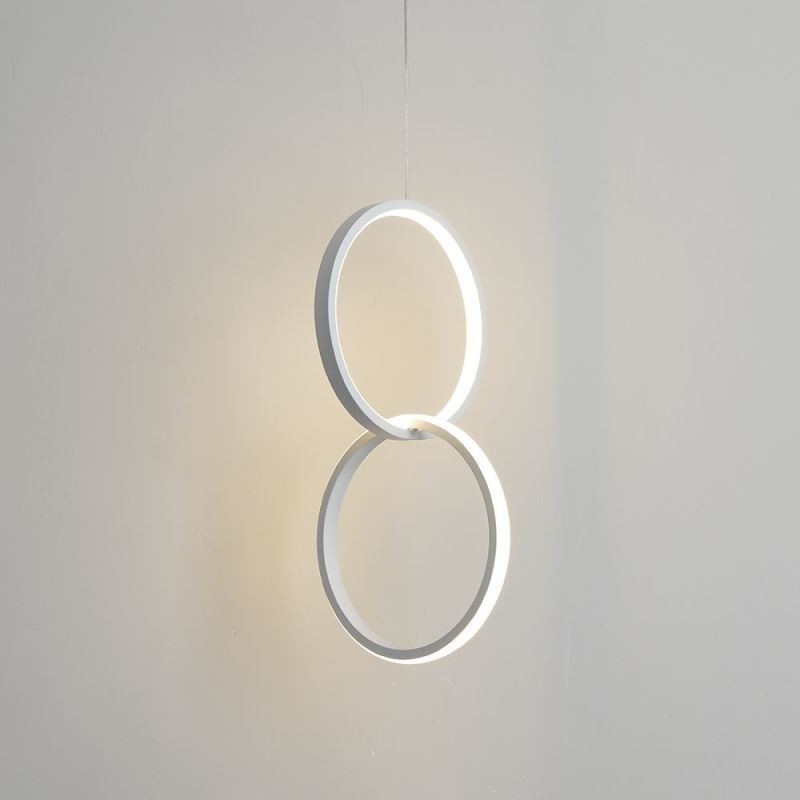 Lampada a sospensione LED minimalista a doppio anello, 2 luci, 20W, 22x40 cm