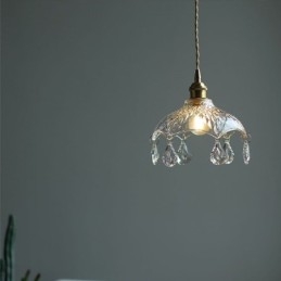 Lampada a sospensione in vetro e ottone, 1 luce, attacco E26/E27, 22 x 20 cm