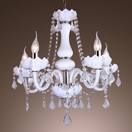 Lampadario classico in cristallo bianco a 5 luci