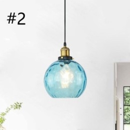 Lampada a sospensione in vetro con motivo ad acqua rotonda