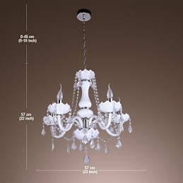 Lampadario classico in cristallo bianco a 5 luci