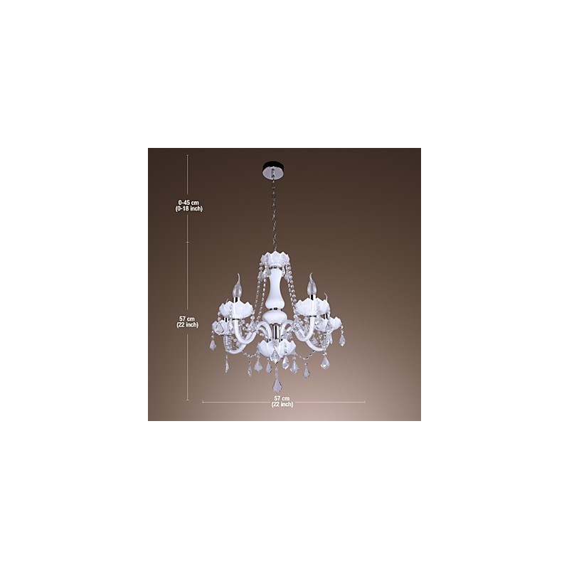 Lampadario classico in cristallo bianco a 5 luci