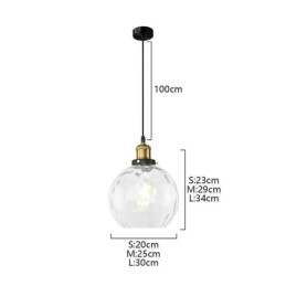Lampada a sospensione in vetro con motivo ad acqua rotonda