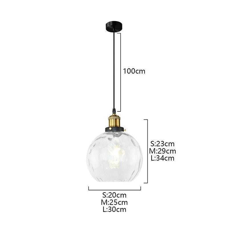Lampada a sospensione in vetro con motivo ad acqua rotonda