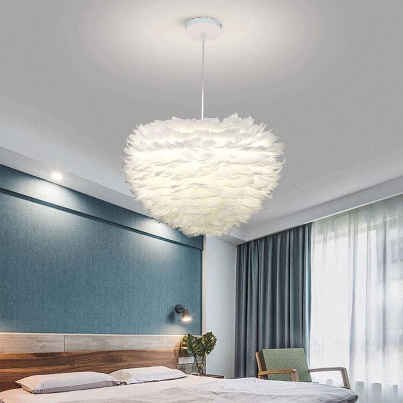 Lampadario a sospensione decorativo in piuma, stile moderno semplice, E26/E27