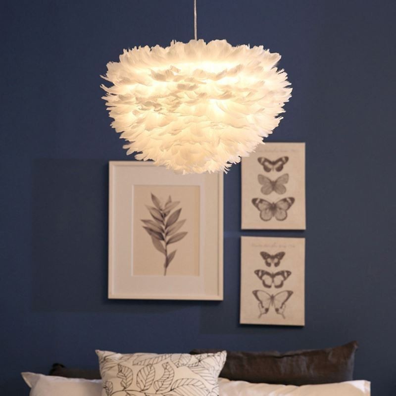Lampadario a sospensione decorativo in piuma, stile moderno semplice, E26/E27