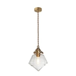 Lampada a sospensione in vetro a forma di diamante con globo in vetro, 1 luce
