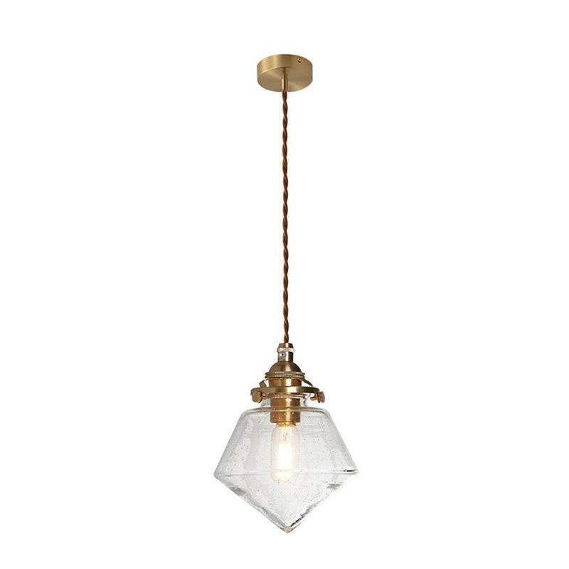 Lampada a sospensione in vetro a forma di diamante con globo in vetro, 1 luce