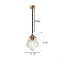 Lampada a sospensione in vetro a forma di diamante con globo in vetro, 1 luce