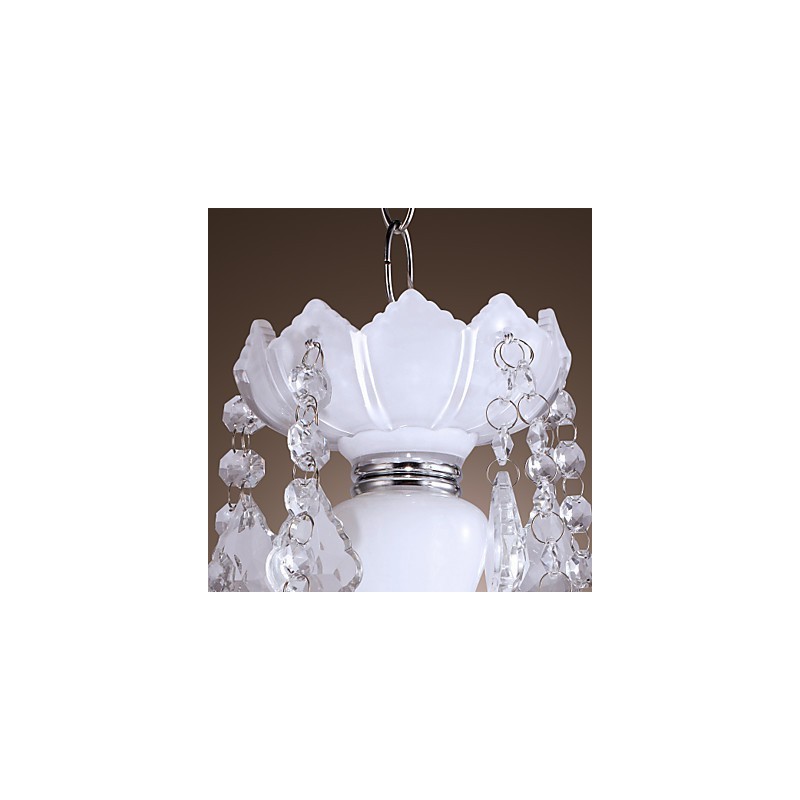Lampadario classico in cristallo bianco a 5 luci