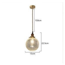 Lampada a sospensione in vetro crackle moderna con fissaggio in ottone