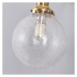 Lampada a sospensione in vetro crackle moderna con fissaggio in ottone
