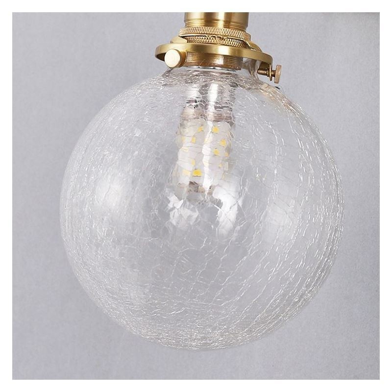 Lampada a sospensione in vetro crackle moderna con fissaggio in ottone
