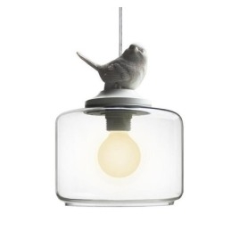 Lampada a sospensione retrò in vetro a forma di uccellino, E26/E27, cavo regolabile