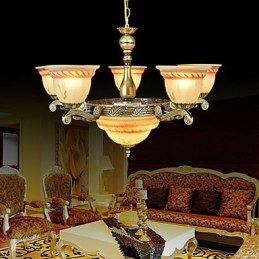 Lampadario classico in metallo bronzo, 2 livelli, stile candela