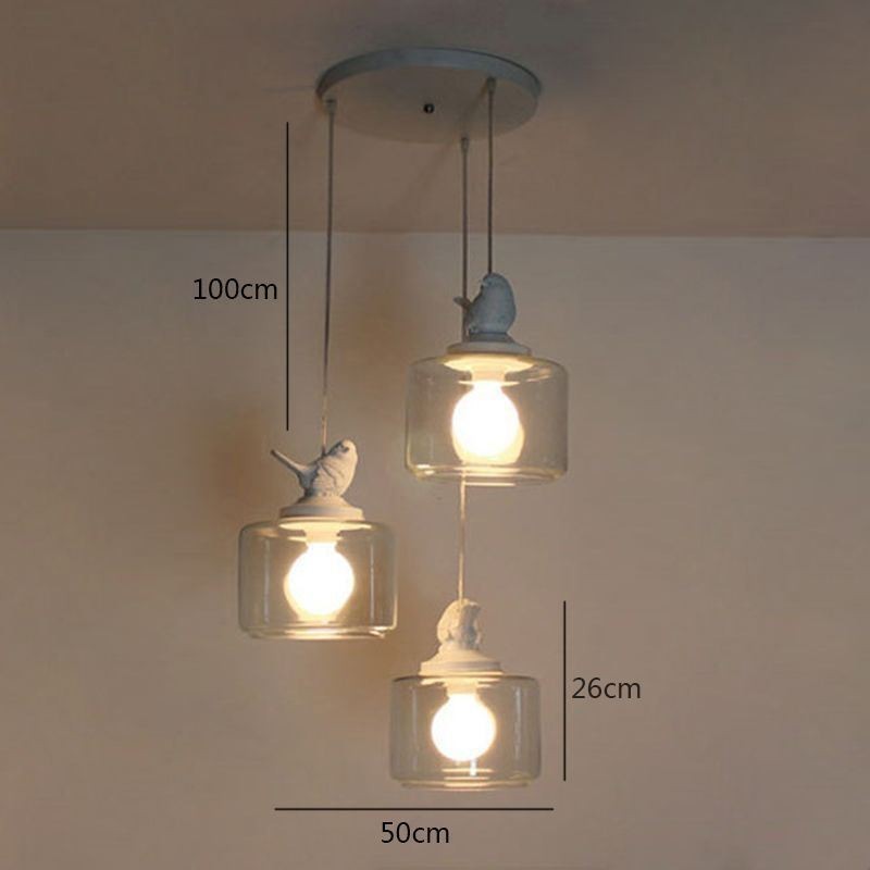 Lampada a sospensione retrò in vetro a forma di uccellino, E26/E27, cavo regolabile