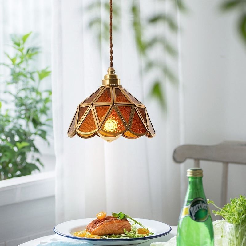 Lampada a sospensione in vetro stile giapponese retrò
