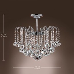 Lampadario contemporaneo in metallo dipinto e cristallo trasparente argento