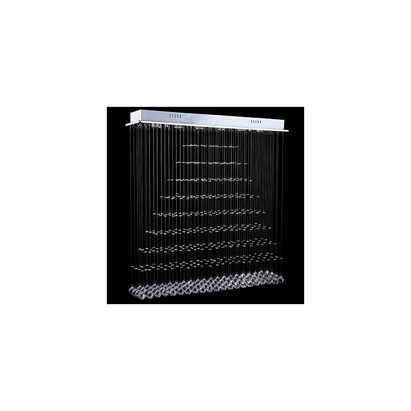 Lampadario a sospensione rettangolare in cristallo LED integrato argento