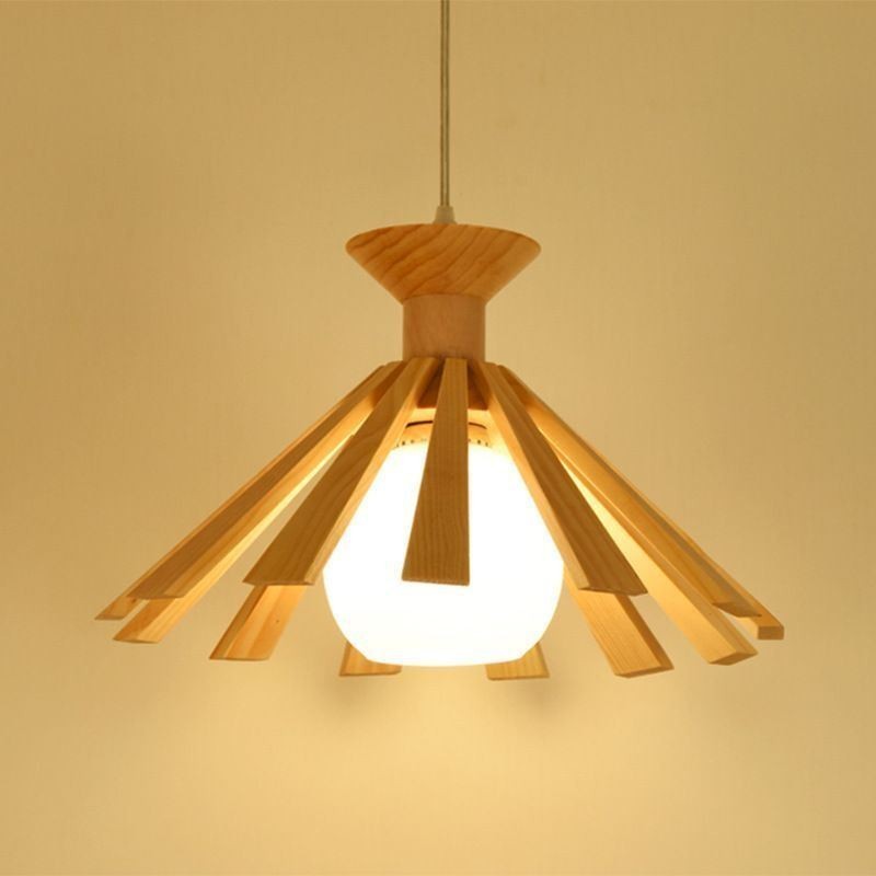 Lampada a sospensione in legno stile moderno semplice, E26/E27, cavo regolabile 100 cm