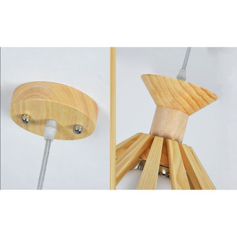 Lampada a sospensione in legno stile moderno semplice, E26/E27, cavo regolabile 100 cm