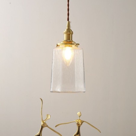 Lampada a sospensione moderna in vetro e ottone 13x23 cm E26/E27