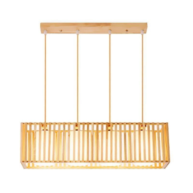 Lampada a sospensione in legno a gabbia minimalista